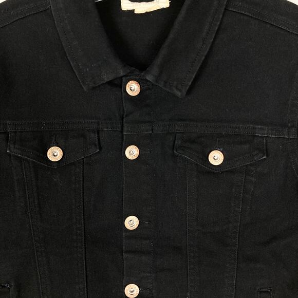 CI SONO Jacket Women L Black Denim 4 Pockets Button Up Long-Sleeve Cotton - Picture 5 of 9